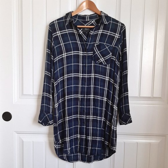 Rails Bianca Plaid Shirt Dress In Spruce White SZ XS - Picture 2 of 11